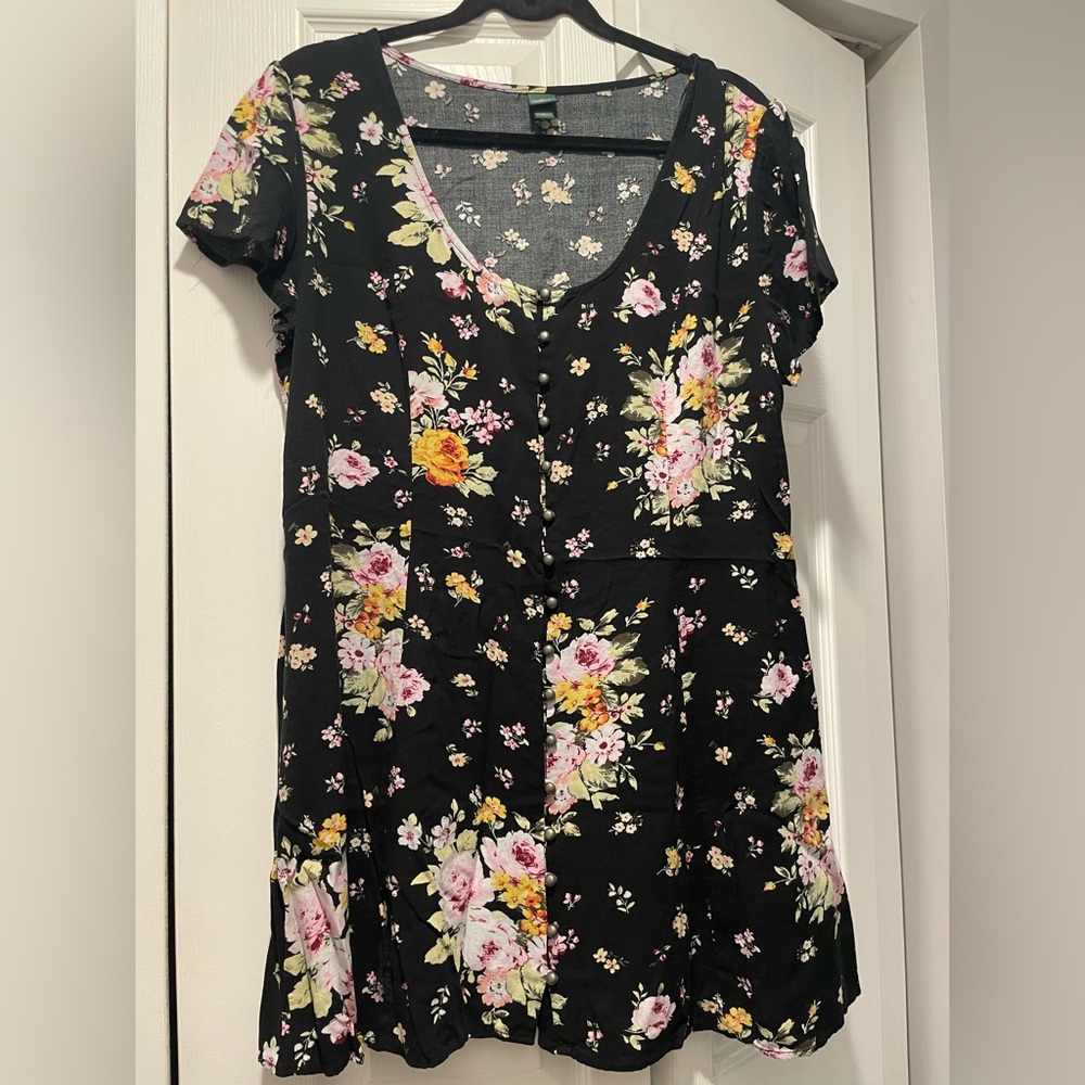 Black Floral Dress Size XL